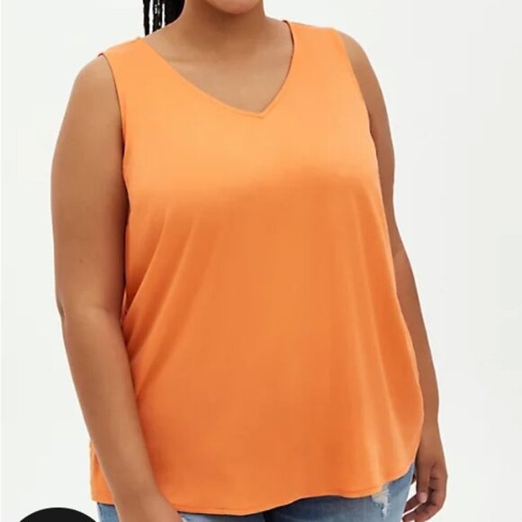 NWT Torrid V-Neck Soft Stretch Challis Orange Tank - Picture 2 of 6